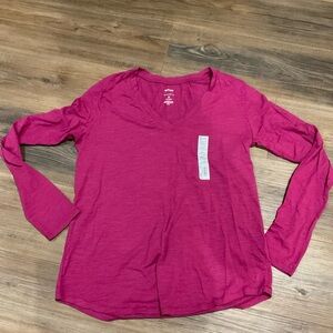 Sonoma Fuchsia V-Neck Long Sleeve Top